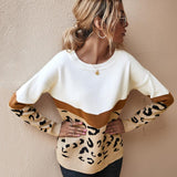 Spring Fashion Leopard Women Sweater top Autumn Ladies O-Neck Full Sleeve Casual Jumper Knitted Female Oversize Pullovers