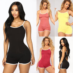 Bodysuits Womens Romper Shorts Sleeveless Jumpsuit Sexy Playsuit Solid Color Casual Skinny Slim Stretch Jumpsuits