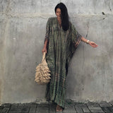 Bohemian Striped Print Women Beach Dress Bathing Suit Cover Up Summer Tunic For Woman Beachwear Robe de plage Kaftan Pbong  mid size graduation outfit romantic style teen swag clean girl ideas 90s latina aesthetic