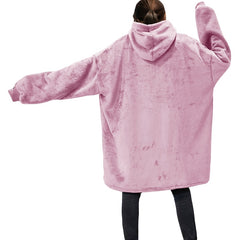 Winter Oversized Hoodies Women Fleece Warm TV Blanket with Sleeves Pocket Flannel Plush Thick Sherpa Giant Hoody Long Sweatshirt