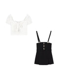 Summer Black Bodycon Dress Women Even Party Y2k Min Dress Korean Fashion 2 Piece Dress Sets Fashion Suits Chic Y2k Crop Top