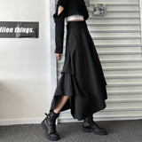 Casual Vintage Victorian Skirt Women Black High Street Korean Gothic Y2k Skirt Female Long Chic Irregular Fashion Party Clothes