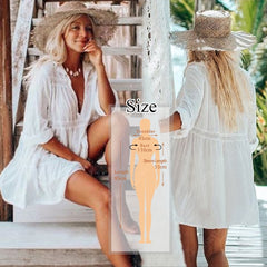 Women Swimsuit Cover Ups Mandarin Sleeve Kaftan Beach Tunic Dress Robe De Plage Solid White Pareo Beach Cover-ups Pbong mid size graduation outfit romantic style teen swag clean girl ideas 90s latina aesthetic