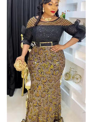 Plus Size African Party Long Dresses for Women  New Dashiki Ankara Sequin Evening Gowns Turkey Outfits Robe Africa Clothing