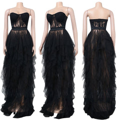 Pbong mid size graduation outfit romantic style teen swag clean girl ideas 90s latina aesthetic  Elegant Sexy Evening Dresses Party Black Red See Through Lace Mesh Corset Maxi Dress Luxury Evening Gown