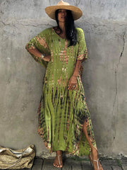 Bohemian Striped Print Women Beach Dress Bathing Suit Cover Up Summer Tunic For Woman Beachwear Robe de plage Kaftan Pbong  mid size graduation outfit romantic style teen swag clean girl ideas 90s latina aesthetic