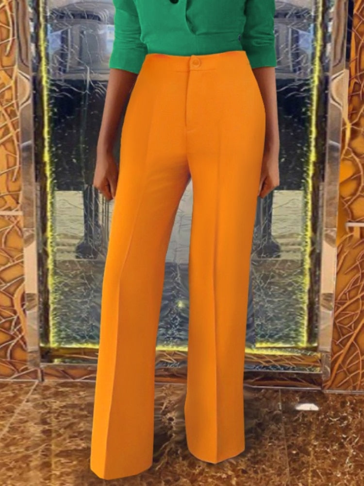 Pbong  mid size graduation outfit romantic style teen swag clean girl ideas 90s latina aestheticWomen Trousers Long Wide Leg Pants Female High Waist Elegant Office Ladies Autumn Work Wear African Female Fashion Pantalones
