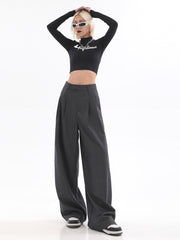 Baggy Loose Wide Leg Pants Straight Women Spring Summer Pleated Solid Color Long Trousers New Y2K Streetwear Korean Fashion