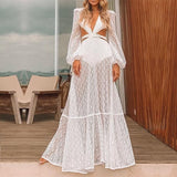 Pbong mid size graduation outfit romantic style teen swag clean girl ideas 90s latina aestheticSexy V-Neck Backless Hollow Out Dress Summer Women Lantern Sleeve Club Party Long Maxi Dresses Tunic Beach Cover Up A916