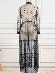 Pbong mid size graduation outfit romantic style teen swag clean girl ideas 90s latina aestheticWomen Long Mesh Shirt Dress Polka Dot See Through Black Transparent Tulle African Fashion Spring Female Robes Tunic Big Size XL