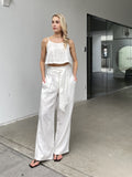 Women Fashion Linen Top Pants 2 pcs Sets Summer Sets