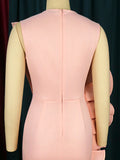 Women Pink Dress Party Ruffle Stylish Occasion Celebrate Sleveless Mesh Patchwork Elegant Slim Summer Homecoming Robe Gowns Pbong mid size graduation outfit romantic style teen swag clean girl ideas 90s latina aesthetic