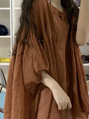 Loose Cotton Linen Women Blouse Summer Vintage  O-Neck Solid Casual All Match Female Pulls Top Quality