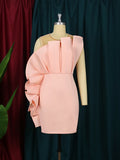 Women Pink Dress Party Ruffle Stylish Occasion Celebrate Sleveless Mesh Patchwork Elegant Slim Summer Homecoming Robe Gowns Pbong mid size graduation outfit romantic style teen swag clean girl ideas 90s latina aesthetic
