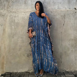 Bohemian Striped Print Women Beach Dress Bathing Suit Cover Up Summer Tunic For Woman Beachwear Robe de plage Kaftan Pbong  mid size graduation outfit romantic style teen swag clean girl ideas 90s latina aesthetic