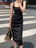 Spaghetti Strap Women Summer Dresses Sexy Sling Sleeveless Y2k Black Vestidos Kawaii Bodycon Elegant Backless Female Robe Mujers