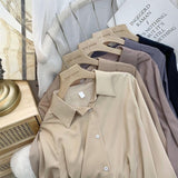 Chiffon Blouse Women's White LongSleeve Tops Spring Korean Fashion Shirt Solid Color Niche Loose Shirt Women Plus Sizes