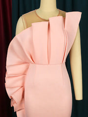 Women Pink Dress Party Ruffle Stylish Occasion Celebrate Sleveless Mesh Patchwork Elegant Slim Summer Homecoming Robe Gowns Pbong mid size graduation outfit romantic style teen swag clean girl ideas 90s latina aesthetic