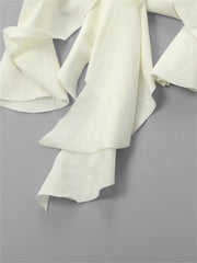 Tassel Summer Female Long Skirt Ruffled High Waist Broken High Split Fashion Pleated Sexy Solid Patchwork Maxi Skirt