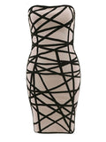 High Quality Strapless Rayon Sexy Geometric Perspective  Women's New Fashion Bodycon Mini DressPbong  mid size graduation outfit romantic style teen swag clean girl ideas 90s latina aesthetic