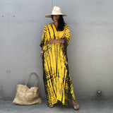 Bohemian Striped Print Women Beach Dress Bathing Suit Cover Up Summer Tunic For Woman Beachwear Robe de plage Kaftan Pbong  mid size graduation outfit romantic style teen swag clean girl ideas 90s latina aesthetic
