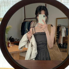 Dress Women Sleeveless A-line Holiday Leisure Pure Chic Sexy Elegant Princess Korean Style Sweet Young Lady Ankle-length Vestido