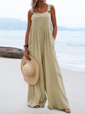 Pbong Women Loose Pockets Summer Casual Jumpsuits Female Streetwear Solid Long Wide Leg Pants Patchwork Straight Office Rompers