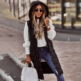 Harajuku Jacket Women Sleeveless Casual Parkas Autumn Winter Quilted Coat Hooded Parka Cotton Padded Long Jackets Overcoat