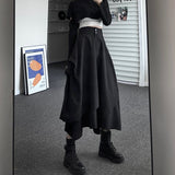 Casual Vintage Victorian Skirt Women Black High Street Korean Gothic Y2k Skirt Female Long Chic Irregular Fashion Party Clothes