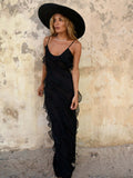 Ruffles Chiffon Maxi Dresses for Women Backlesss Split Sexy Porm Dress Red Long Summer Wedding Party Dress Elegant Luxury