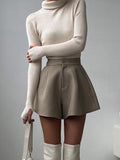High Wait Wide-leg Shorts Women Bottom Casual Loose A- Line Short Pants Ladies Leisure Summer New Vintage Shorts