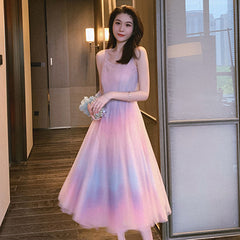 Elegant Rainbow Strap Dress Women Korean Sleeveless Long Y2k Dress Femme Casual  Party Kawaii Dress Summer Women's Clothing