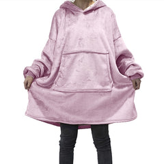 Winter Oversized Hoodies Women Fleece Warm TV Blanket with Sleeves Pocket Flannel Plush Thick Sherpa Giant Hoody Long Sweatshirt