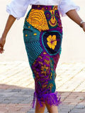 Pbong mid size graduation outfit romantic style teen swag clean girl ideas 90s latina aestheticWomen Summer Print Skirt Vintage Floral African Fashion High Waist Tassel Classy Modest Elegant Retro Jupes Falads Drop Shipping