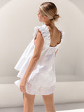 Ruched New Sleepwear Women's Cotton White Sleeveless Pajama Sexy Backless Summer Suit For Women Solid Loose Nightwear