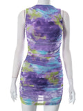 High Stretch Tie Dye Backless Sexy Dress Women Bodycon Elegant Holiday Casual Dresses Summer Mini Dress Vestidos