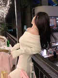 Pure Color Elegant Knitted Dress Woman Bodycon Slim Y2k Mini Dress Casual Party Korean Fashion Long Sleeve Dress Winter