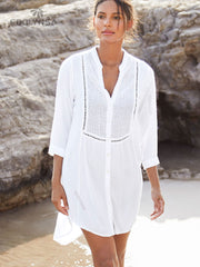Beach Cover up  White Tunic Woman Bikini Cover-ups Bathing Suit Women Beachwear Swimsuit Cover up Sarong pareo plage Pbong mid size graduation outfit romantic style teen swag clean girl ideas 90s latina aesthetic