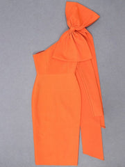 Pbong  mid size graduation outfit romantic style teen swag clean girl ideas 90s latina aestheticBodycon Women Dress  Sexy One Shoulder Long Sleeve Orange Black Blue Bow-Knot Wedding Evening Party Dresses Vestido