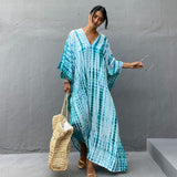 Bohemian Striped Print Women Beach Dress Bathing Suit Cover Up Summer Tunic For Woman Beachwear Robe de plage Kaftan Pbong  mid size graduation outfit romantic style teen swag clean girl ideas 90s latina aesthetic