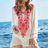 Pbong mid size graduation outfit romantic style teen swag clean girl ideas 90s latina aestheticSexy Bikini Set Cover-ups Casual V-neck Short Sleeve Summer Beach Dress White Tunic Women Beach Wear Swim Suit Cover Up