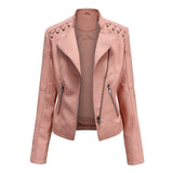 Autumn Winter Pu Faux Leather Jackets Women Long Sleeve Zipper Slim Motor Biker Leather Coat Female Outwear Tops