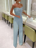Feather Strapless Overalls for Women Party Evening Bodysuit Sleevelss Overalls Women's Clothing Traf Ropa Mujer Jumpsuits