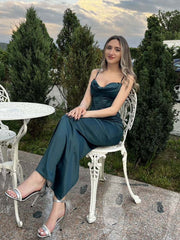 Wedding Guest Dress Women Bodycon Satin Maxi Dress Long Spaghetti Strap Sexy Prom Evening Party Dresses with Glove Purple