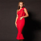 Sexy Bow Mermaid Bandage Dress One Shoulder Fashion Summer Celebrity Evening Party Women Vestidos Elegant