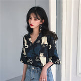 Chiffon Blouse Women Women's Summer Tunic Vintage Clothes Female Hawaiian Shirt with Short Sleeve Harajuku Top Women
