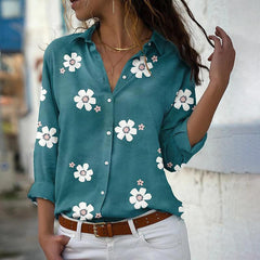 Floral Print Women Shirts And Blouses  Spring Fashion Turn-down Collar Long Sleeve Office Lady Tops Plus Size Casual Blouse