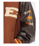 Women's Khaki Patchwork Baseball Jacket Outerwear Vintage Embroidery Letter Long Sleeves Baggy Casual Fashion Tops Autumn Ladies