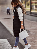 Harajuku Jacket Women Sleeveless Casual Parkas Autumn Winter Quilted Coat Hooded Parka Cotton Padded Long Jackets Overcoat