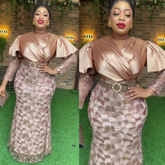 Plus Size African Party Long Dresses for Women New Dashiki Ankara Sequin Evening Gowns Turkey Outfits Robe Africa Clothing